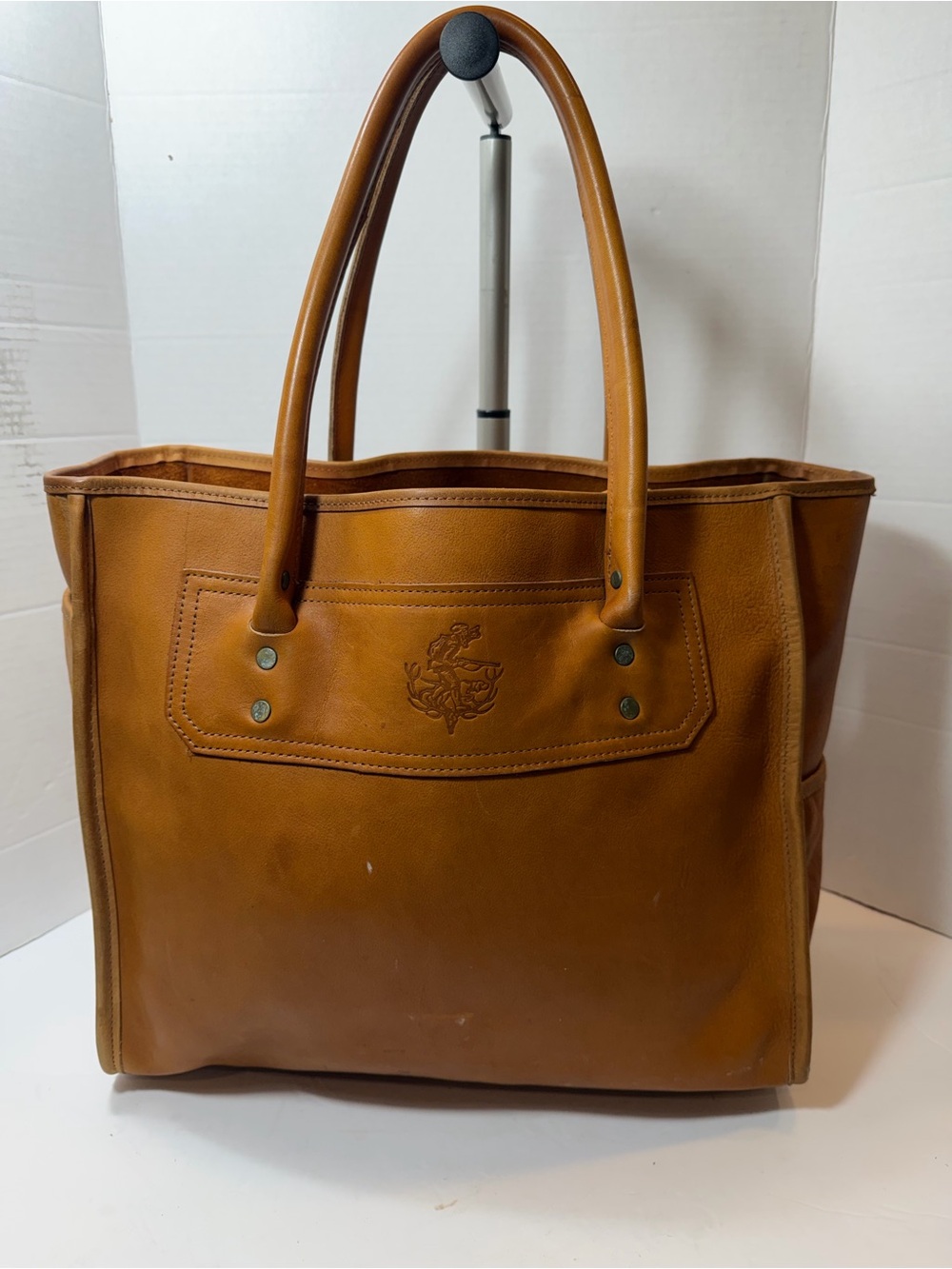 Vintage Gokey Leather Tote Bag USA Brown Hunting 16"x12"